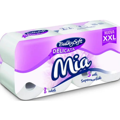 BULKYSOFT IGIENICA MIA DELICATA 8 ROTOLI 3 VELI 240 STRAPPI A ROTOLO