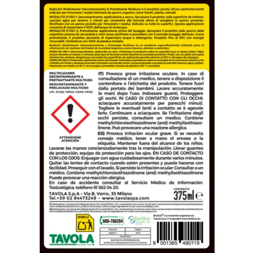 BULLOCK DECONTAMINANTE & PRETRATTANTE MULTIUSO MULTICLEANER TRIGGER 375 ML
