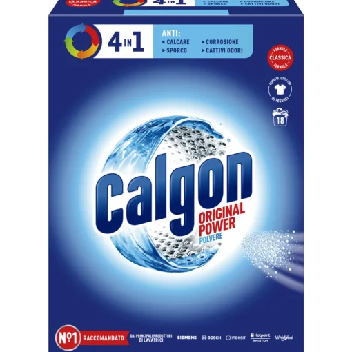 CALGON POLVERE 4 IN 1  ANTICALCARE ANTISPORCO ANTICORROSIONE ANTI CATTIVI ODORI 900 GR 18 LAVAGGI