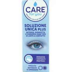 CARE FOR YOU SOLUZIONE UNICA PLUS DETERGE, DISINFETTA, E CONSERVA OGNI TIPO DI LENTE A COTATTO 360 ML