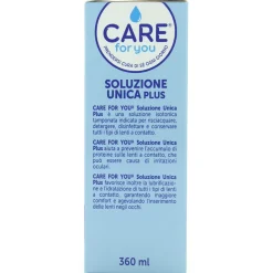 CARE FOR YOU SOLUZIONE UNICA PLUS DETERGE, DISINFETTA, E CONSERVA OGNI TIPO DI LENTE A COTATTO 360 ML