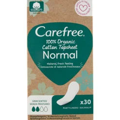 CAREFREE 100% ORGANIC COTTON TOPSHEET SALVASLIP NORMAL 30 PEZZI