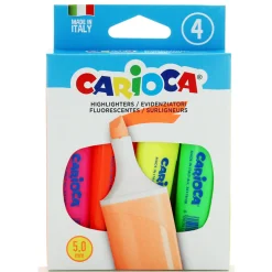 CARIOCA EVIDENZIATORI PUNTA A SCALPELLO 5 MM 4 PZ COLORI ASSORTITI BLISTER