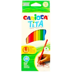 CARIOCA TITA 12 MATITE COLORATE MINA 3 MM SICURA RESISTENTE ALLA CADUTA MODELLO ESAGONALE