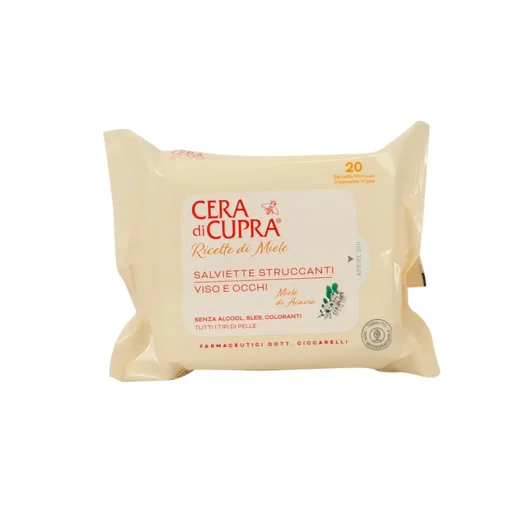 CERA DI CUPRA RICETTE DI MIELE 20 SALVIETTE STRUCCANTI VISO e OCCHI