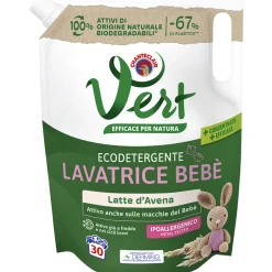 CHANTECLAIR VERT BEBE' LAVATRICE DETERSIVO ECODETERGENTE LATTE D'AVENA BUSTA 30 LAVAGGI 1200 ML