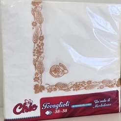 CHIC TOVAGLIOLI 38x38 2 VELI OVATTA DI CELLULOSA DECORO ROMAGNOLO RUGGINE 40 PEZZI