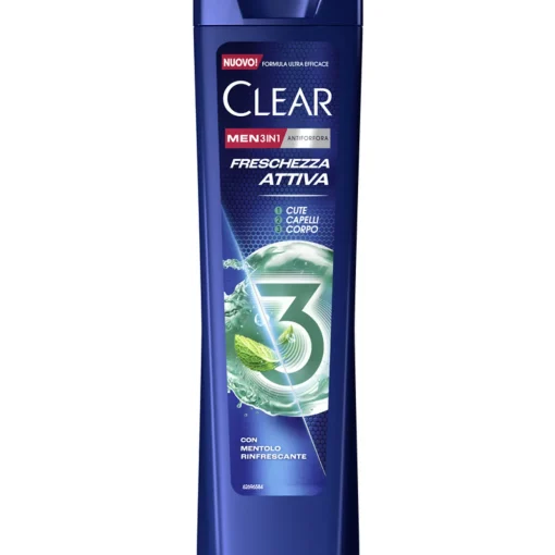 CLEAR MEN SHAMPOO ANTIFORFORA FRESCHEZZA ATTIVA 3 IN 1 CUTE CAPELLI CORPO 225 ML