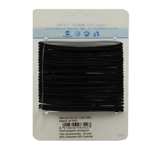 COSE DI DONNA ELASTICO NERO PER CAPELLI 24 PEZZI