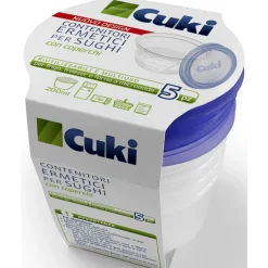 CUKI CONTENITORE ERMETICO IN PLASTICA PER SUGHI CON COPERCHIO 200 ML 5 PEZZI