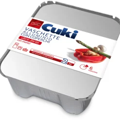 CUKI VASCHETTA ALLUMINIO CON COPERCHIO (R99L) 6 PORZIONI - 2 PEZZI - LT 1,8