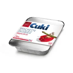 CUKI VASCHETTE ALLUMINIO CON COPERCHI (R98) PER 8 PORZIONI - 2 PEZZI - LT 3,0 (CM 31.9X25.9X5)