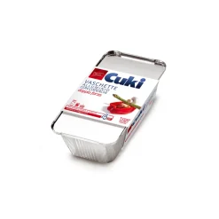 CUKI VASCHETTE ALLUMINIO CON COPERCHI (R62) PER 2 PORZIONI - 4 PEZZI - LT 0,9 (CM 21.7X11.2X5.4)