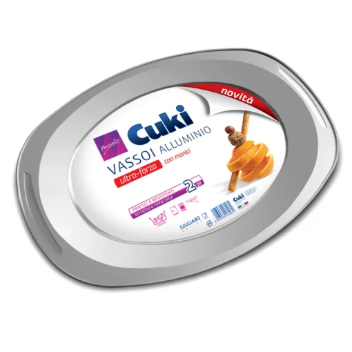 CUKI VASSOI ALLUMINIO CON MANICI 2 PEZZI 8 PORZIONI