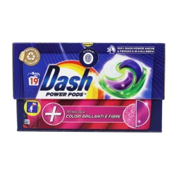 DASH POWER PODS COLORI BRILLANTI & FIBRE DETERSIVO BUCATO LAVATRICE 19 PODS ECODOSI