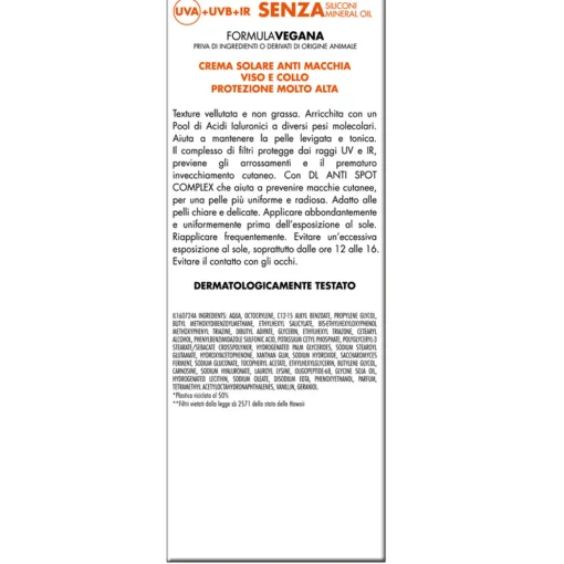 DERMOLAB CREMA SOLARE VISO ANTIMACCHIA PROTEZIONE MOLTO ALTA SPF50+ 50ML
