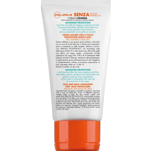 DERMOLAB CREMA SOLARE VISO E COLLO PROTEZIONE MOLTO ALTA SPF 50+ ADVANCED PROTECTION PELLI SENSIBILI E DELICATE RESISTENTE ALL'ACQUA 50 ML