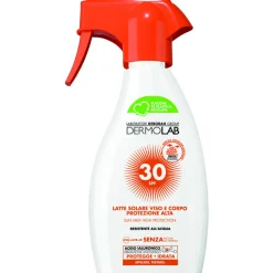 DERMOLAB LATTE SOLARE CORPO E VISO PROTEZIONE ALTA SPF 30 RESISTENTE ALL'ACQUA TRIGGER 250 ML