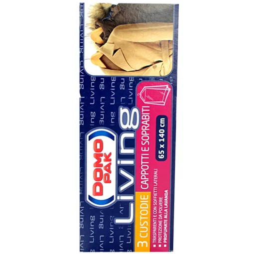 DOMOPAK LIVING CUSTODIA CAPPOTTI E SOPRABITI CON SOFFIETTI LATERALI PROFUMATE ALLA LAVANDA - CM 65X140 3 PZ