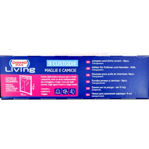 DOMOPAK LIVING CUSTODIA MAGLIE E CAMICIE CON CHIUSURA LAMPOCLICK - CM 31X43 9 PZ