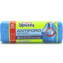 DOMOPAK SPAZZY - SACCHI NETTEZZA ANTIFORO CON MANICI - 20 SACCHI CASALINGHI BLU PER PATTUMIERA MEDIA 28LT - CM 52X54