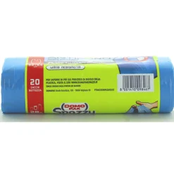 DOMOPAK SPAZZY - SACCHI NETTEZZA ANTIFORO CON MANICI - 20 SACCHI CASALINGHI BLU PER PATTUMIERA MEDIA 28LT - CM 52X54