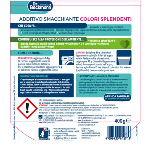 Dr.BECKMANN ADDITIVO SMACCHINATE COLORI SPLENDENTI BUSTA 400 GR