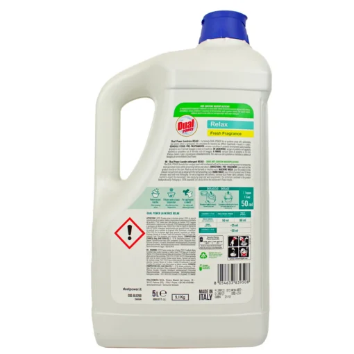 DUAL POWER DETERSIVO BUCATO LAVATRICE PROFESSIONAL RELAX 100 LAVAGGI 5 LT