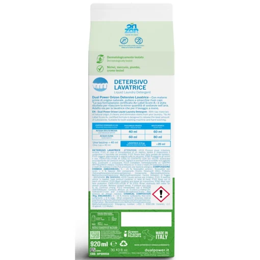 DUAL POWER ORIZON DETERSIVO LAVATRICE LIQUIDO FLACONE CARTA BOX 3 PEZZI 69 LAVAGGI 2,760 LITRI