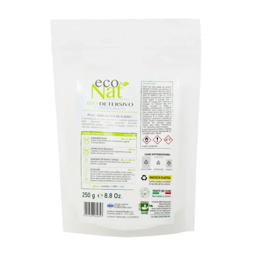 ECO NAT BIO DETERSIVO CONCENTRATO PERCARBONATO DI SODIO POLVERE BUSTA 20 DOSI 250 GRAMMI