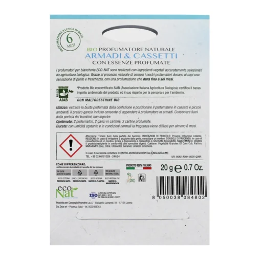 ECO NAT BIO PROFUMATORE NATURALE ARMADI & CASSETTI 2 BUSTE MAGNOLIA