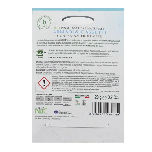 ECO NAT BIO PROFUMATORE NATURALE ARMADI & CASSETTI 2 BUSTE MUSCHIO BIANCO