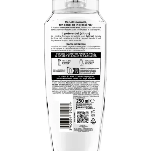 ELVIVE SHAMPOO ENERGIZZANTE PURIFICANTE CON CITRUS CAPELLI NORMALI TENDENTI AD INGRASSARSI 250 ML