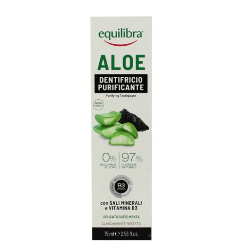 EQUILIBRA ALOE DENTIFRICIO PURIFICANTE CON SALI MINERALI E VITAMINA B3 GUSTO MENTA 75 ML