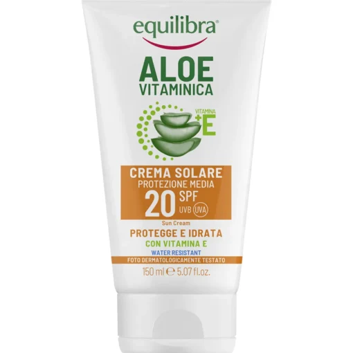 EQUILIBRA ALOE SOLARE CREMA SOLARE SPF20 PROTEZIONE MEDIA RESISTENTE ALL'ACQUA TUBO 150 ML