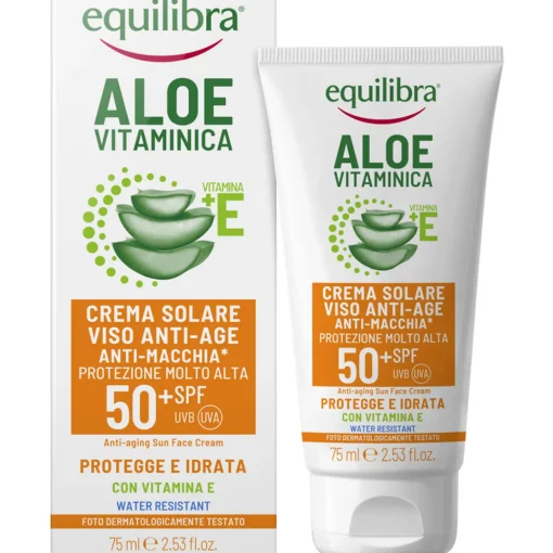 EQUILIBRA ALOE SOLARE CREMA VISO ANTI AGE SPF50+ TUBO 75 ML