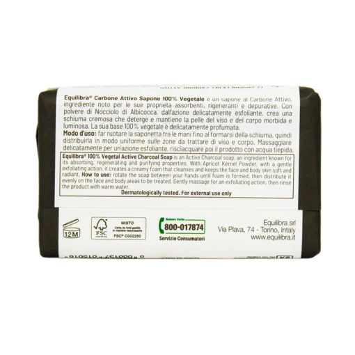 EQUILIBRA CARBONE ATTIVO SAPONE DETOX 100% VEGETALE 100 grammi