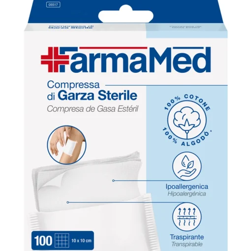 FARMAMED COMPRESSA DI GARZA STERILE 10x10 CM 100 PEZZI