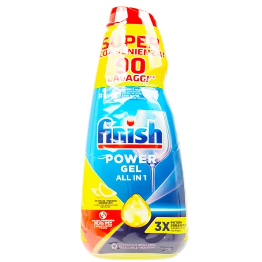 FINISH GEL PER LAVASTOVIGLIE POWER LEMON 90 LAVAGGI (ML 600 x 3 PEZZI)