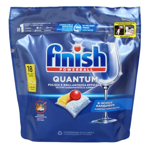 FINISH PASTIGLIE PER LAVASTOVIGLIE QUANTUM ALL IN 1 18 TABS LIMONE