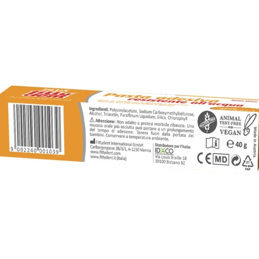 FITTYDENT PASTA ADESIVA PLUS CON CLOROFILLA ANTIALITOSI SENZA ZINCO RESISTENTE ALL'ACQUA PER PROTESI TUBO 40 grammi