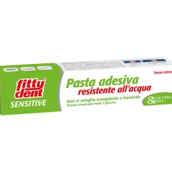 FITTYDENT PASTA ADESIVA SENSITIVE ALOE VERA & MIRRA SENZA ZINCO RESISTENTE ALL'ACQUA PER PROTESI TUBO 40 grammi