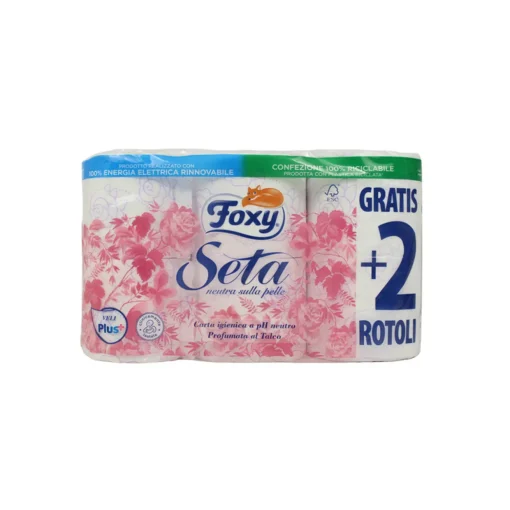 FOXY CARTA IGIENICA SETA 4+2 ROTOLI MAXI 2 VELI PROFUMATA AL TALCO