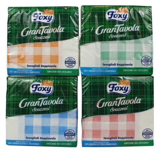 FOXY GRAN TAVOLA 42 TOVAGLIOLI 32x32,5 2 VELI CARTA SCOZZESE ASSORTITI