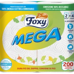 FOXY MEGA ASCIUGATUTTO 2 ROTOLI 200 STRAPPI 2 VELI