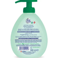 FRESH & CLEAN SAPONE LIQUIDO IGIENIZZANTE CON ANTIBATTERICO TE' VERDE E VERBENA CON EROGATORE 300 ML