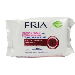 FRIA 20 SALVIETTE STRUCCANTI ADDOLCENTE MICELLARE ESTRATTO DI MELISSA E MAGNOLIA PELLI SENSIBILI