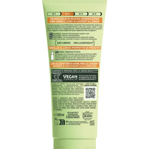 FRUCTIS BALSAMO LISCI CHERATINA N°2 CAPELLI CRESPI, SECCHI E SPENTI TUBO 200 ML