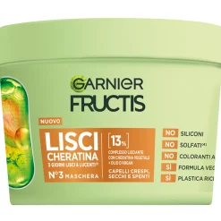 FRUCTIS MASCHERA CAPELLI LISCI CHERATINA N°3 CAPELLI CRESPI, SECCHI E SPENTI VASO 370 ML