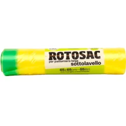 GEL SAC 15 SACCHI PATTUMIERA CM 65x65 CON MANIGLIE IN HDPE GIALLO TRASPARENTE IN ROTOLO